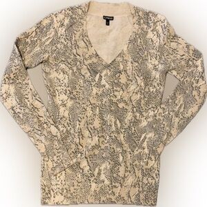 Express Snakeskin Animal Print Y2K V Neck Sweater Women’s Medium